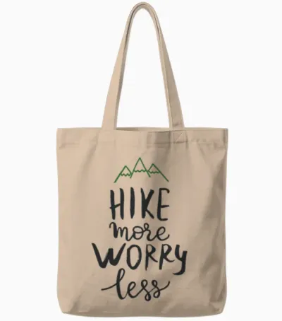Hike More Worry Less Tote Bags - Natural
