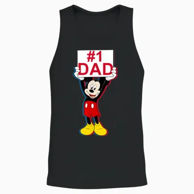 Disney Mickey Mouse Dad Mickey Mouse Big Logo Father's Day Unisex Tank Top - Black