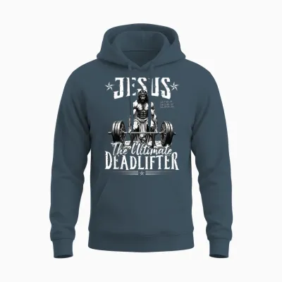 Jesus Der Ultimative Deadlifter Jesus Deadlifting Christian Unisex Hoodie - Dark Heather