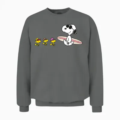 Peanuts - Snoopy Woodstock Surfboard Unisex Sweatshirt - Graphite Heather