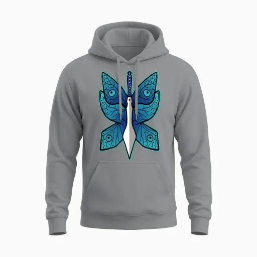Butterfly Sword Retro Cool Unisex Hoodie - Sport Grey