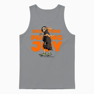 Skeleton Puffing Joy Funny Halloween Unisex Tank Top - Sport Grey
