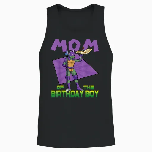 Mademark X Teenage Mutant Ninja Turtles - Donnie Mommy of the Birthday Boy Pizza Theme Party Unisex Tank Top - Black