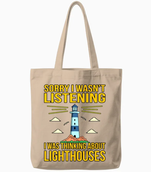 Funny Lighthouse Gift Tote Bags in Natural