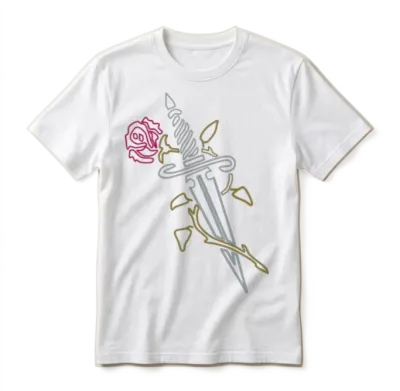 Rose with Knife Unisex T-Shirt - White