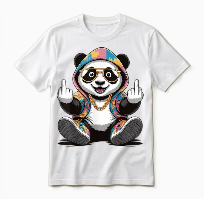 Cool & Funny Panda Design Humor Middle Finger Unisex T-Shirt in White
