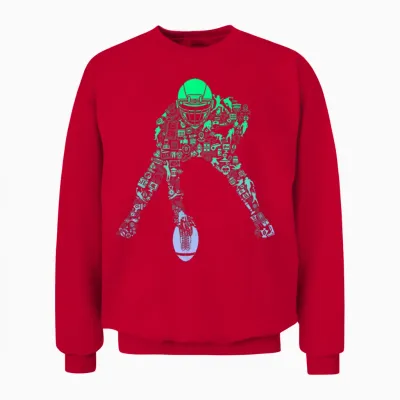 Youth Football Apparel Center Player Coach Boys Football Unisex Sweatshirt - Red