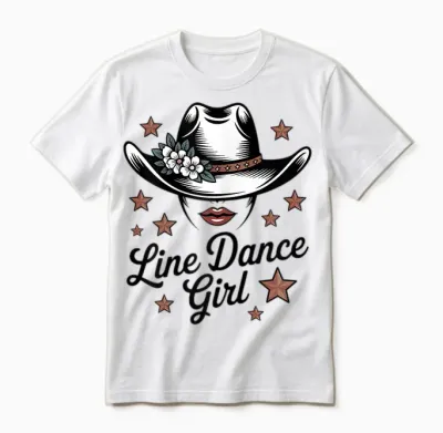 Line Dance Country Girls' Unisex T-Shirt - White
