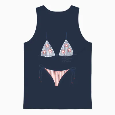 Bikini American Flag Cover-Up, 4th of July Usa Patriotic Unisex Tank Top - Navy
