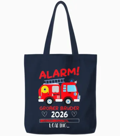 Children's T-Shirt with German Text "ich Werde Großer Bruder 2026" [german Language] Tote Bags - Navy
