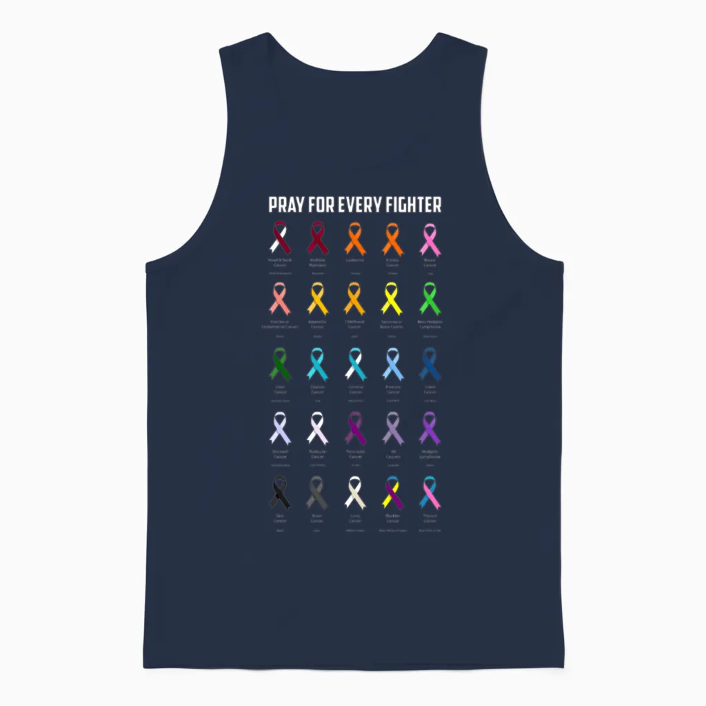 Cancer Awareness Different Ribbon Colors Unisex Tank Top in Navy