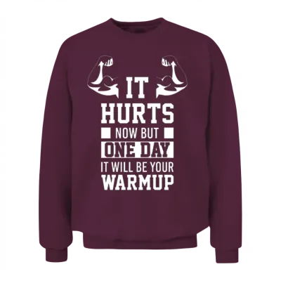 Gym Training Fitness Workout Quote Funny Awesome Unisex Sweatshirt - Maroon