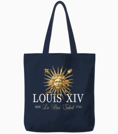 Louis Xiv King of France the Sun King 1638-1715 T-Shirt, Black, S Tote Bags - Navy