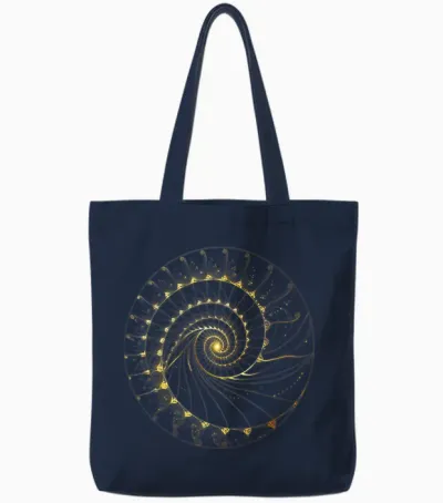 Fibonacci Spiral Ratio Mathematicians Sacred Geometry Tote Bags - Navy