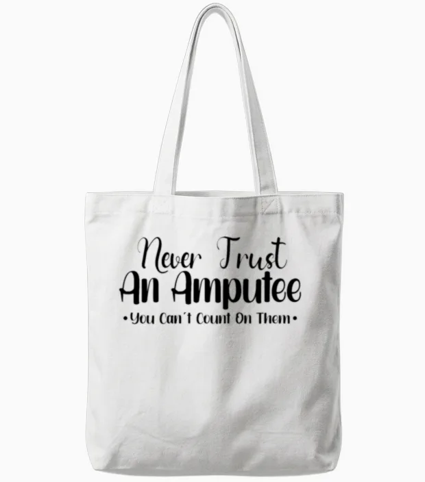 Handicapped Wheelchair Cyborg Leg Arm Amputee Tote Bags in White