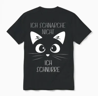 Sleep Shirt with German Text "ich Schnarche Nicht, Ich Schnurre" Cat Long-Sleeved Unisex T-Shirt - Black