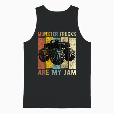 Monster Trucks Are My Jam Vintage Retro Monster Truck Unisex Tank Top - Black