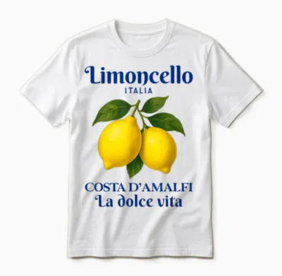 Amalfi Coast Retro Italia Lemon Coastal Unisex T-Shirt - White