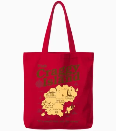 Visit the Map of Craggy Island – It's Small but Not Far Long Sleeve, Grey, S Tote Bags - Red