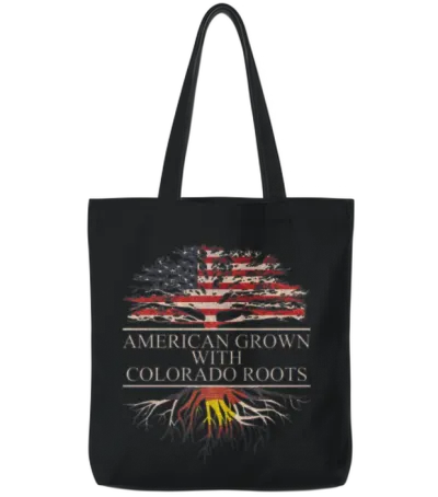 American Grown Colorado Roots Tote Bags - Black