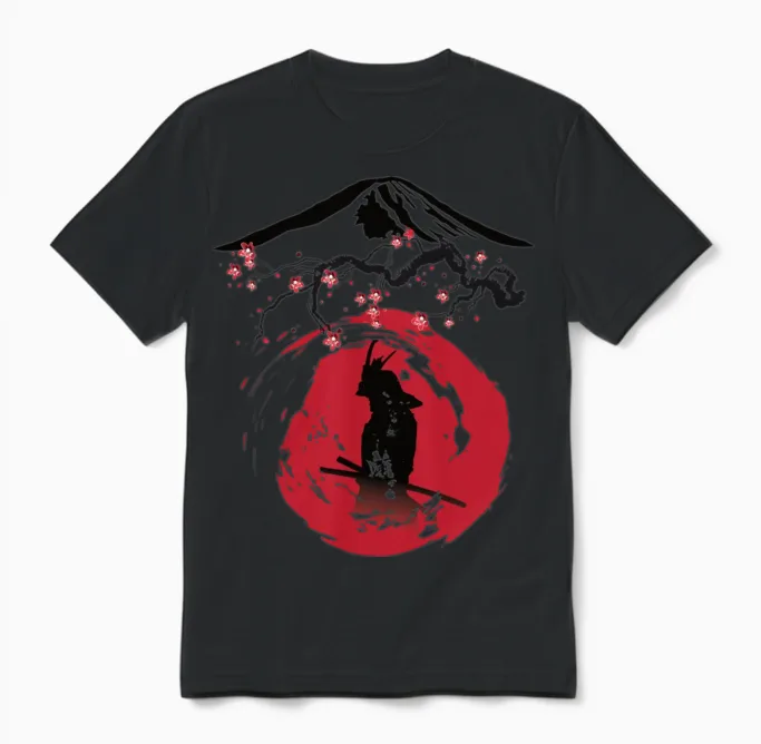 Japanese Samurai Art Unisex T-Shirt in Black