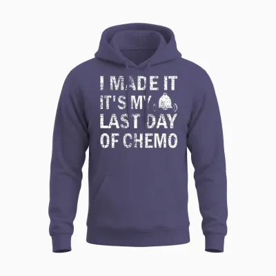 Last Day of Chemo Cancer Survivor End of Radiation Unisex Hoodie - Heather Sport Dark Navy