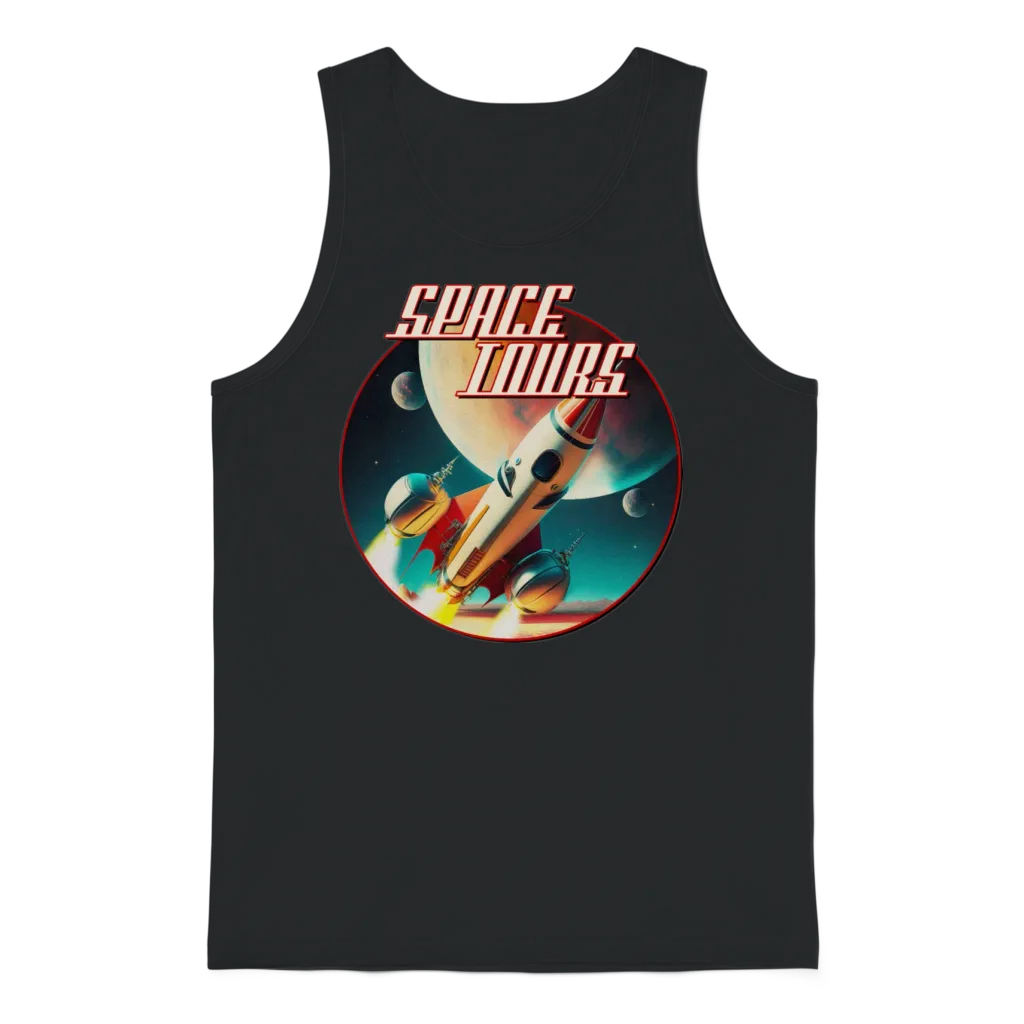 Space Tours โ Vintage Retro Space Unisex Tank Top - Black