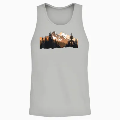 Alps Mountains in the Forest with Trees Nature Mountains Unisex Tank Top - Ash