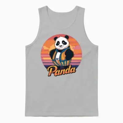 Funny Panda Retro Vintage Unisex Tank Top - Ash