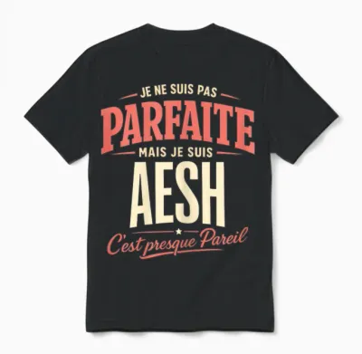 Je Ne Suis Pas Parfaite Mais Je Suis Aesh Humour Unisex T-Shirt - Black