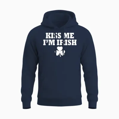 Kiss Me I'm Irish T-Shirt, Green, S Unisex Hoodie - Navy