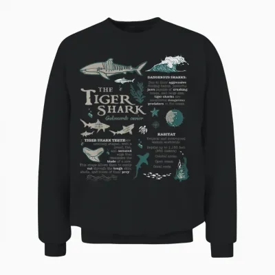 Tiger Shark Anatomy Marine Biologist T-Shirt, Black Unisex Sweatshirt - Black