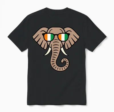 Ivory Coast Elephant & Côte D’ivoire Flag. Men, Women & Unisex T-Shirt - Black
