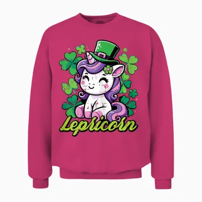St Patricks Day Unicorn Lepricorn Saint Pattys Girls Unisex Sweatshirt - Heliconia