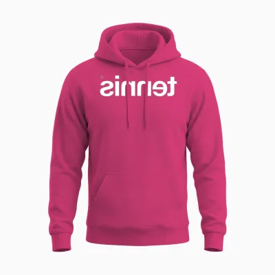 Tennis Backwards in a White Font Unisex Hoodie - Heliconia