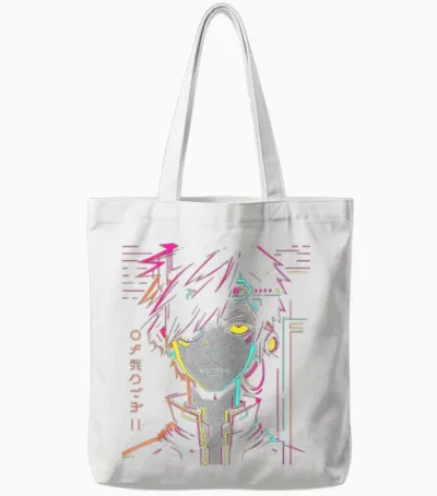 Anime Manga Pattern Colorful Illustration Anime T-Shirt, Black, S Tote Bags - White