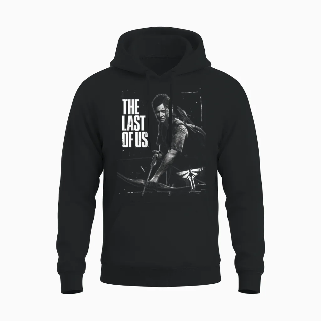 The Last of Us Ellie Readys Bow Black and White Portrait Unisex Hoodie in Black