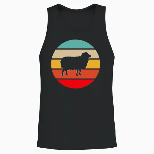 Sheep Retro Unisex Tank Top - Black