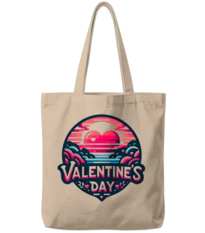 Valentine's Day Artistic Badge Design Tote Bags - Natural