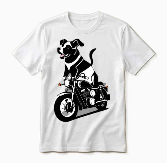 Dog Biker Funny Lovers Unisex T-Shirt in White
