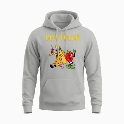 Banana Design Cartoon Unisex Hoodie - Ash