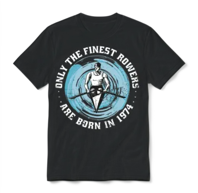 Canoes-Rowing Vintage Born in 1974 Birthday Unisex T-Shirt - Black