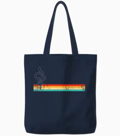Snake Retro Tote Bags - Navy