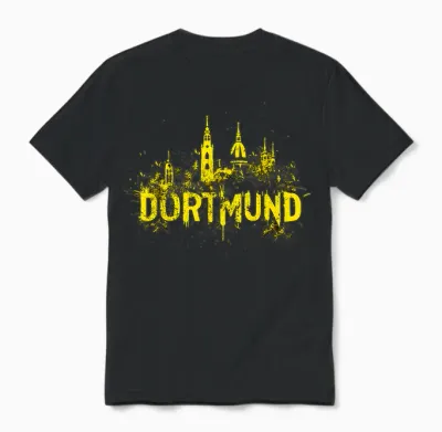 City of Dortmund Black Yellow Painting Art Dortmund T-Shirt, Black Unisex T-Shirt - Black