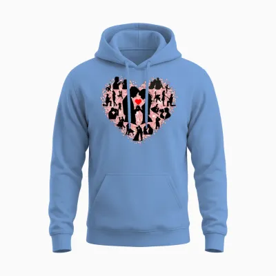 Valentines Day Couple Love Heart Shape Design Unisex Hoodie - Carolina Blue
