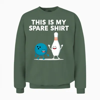 Funny Bowling Tee for Men Women Boys & Girls | Spare Unisex Sweatshirt - Military Green