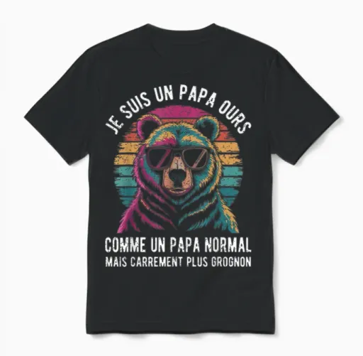 Je Suis Un Papa Ours Comme Un Papa Normal Mais Plus Grognon T-Shirt, Black, S Unisex T-Shirt in Black