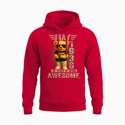 Ours En Peluche 90 Ans Mai 1936 90e Anniversaire Femme Unisex Hoodie - Red