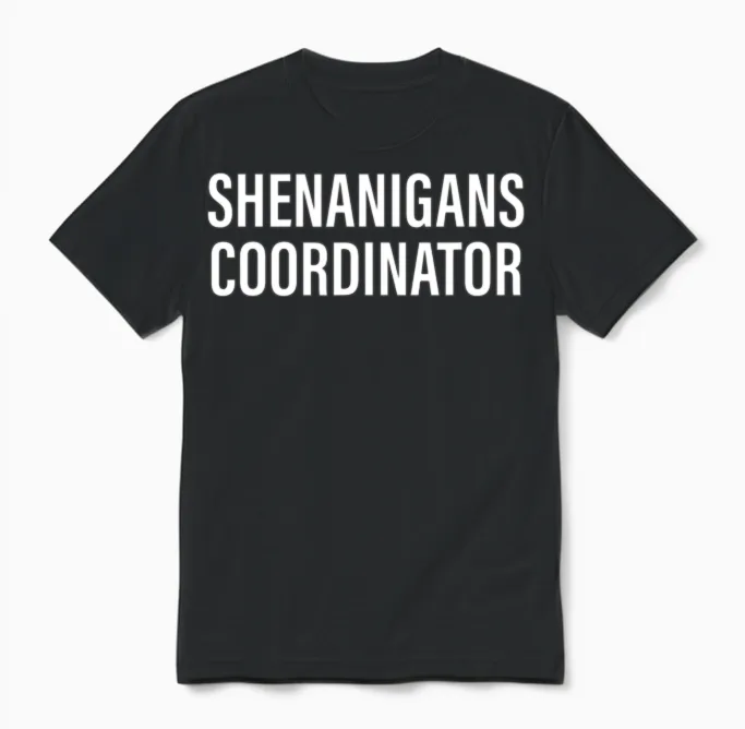 Shenanigans Coordinator Funny Unisex T-Shirt in Black
