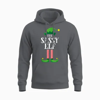 Sassy Elf Matching Family Group Christmas Party Pyjamas Unisex Hoodie - Charcoal